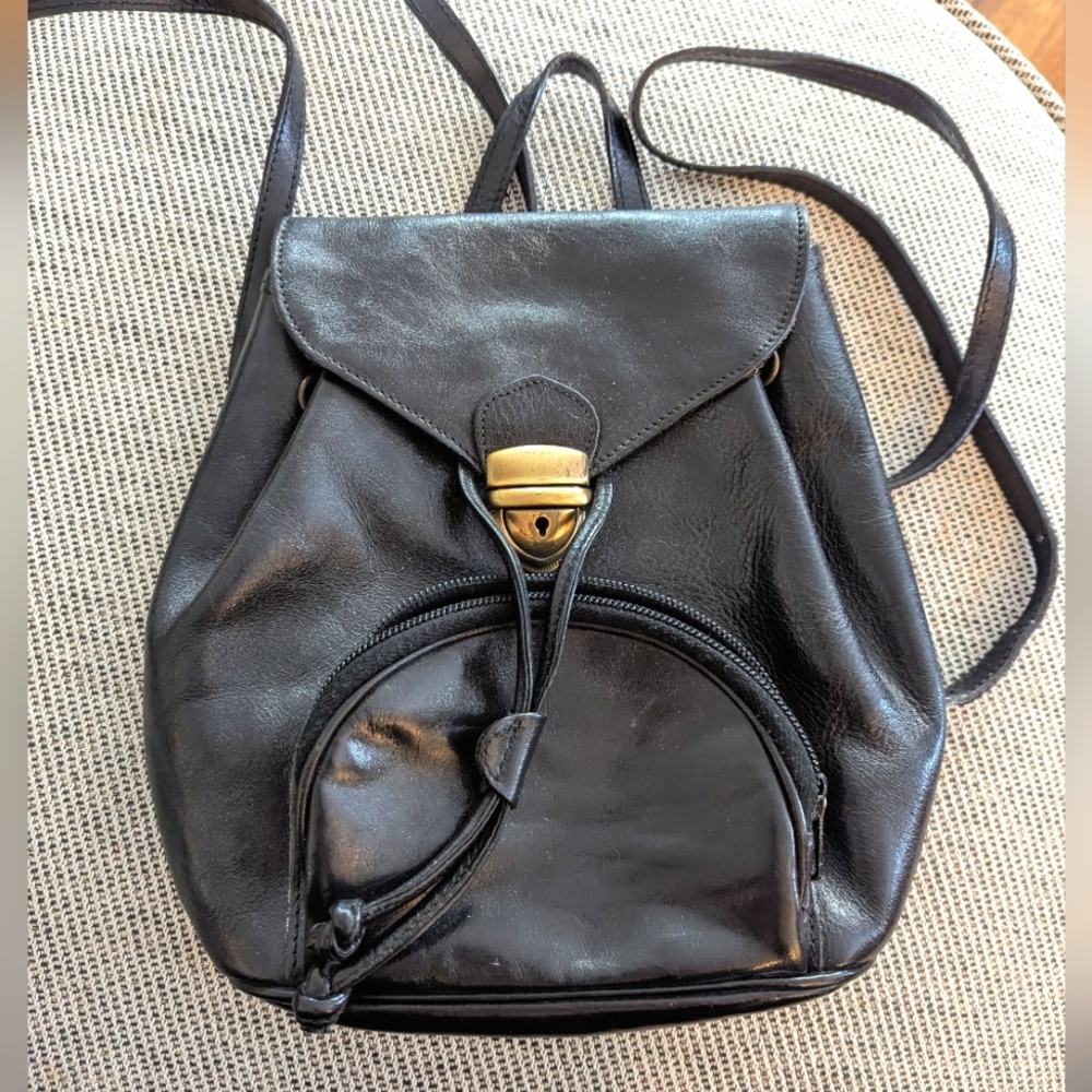 Vintage Nordstrom Leather Mini Backpack / Bag - Made in Italy